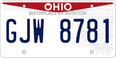 OH license plate GJW8781