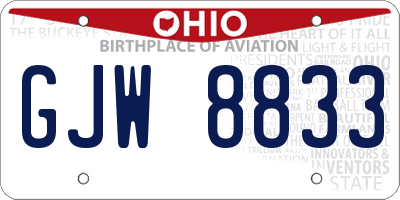 OH license plate GJW8833