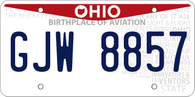 OH license plate GJW8857