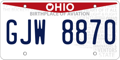 OH license plate GJW8870