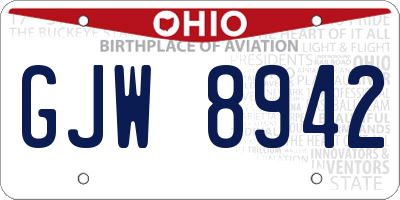 OH license plate GJW8942