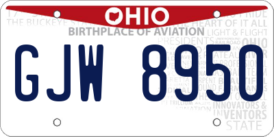 OH license plate GJW8950