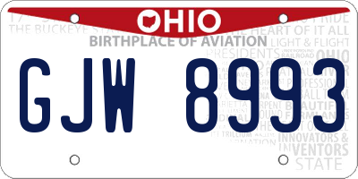OH license plate GJW8993