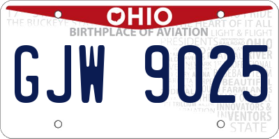 OH license plate GJW9025