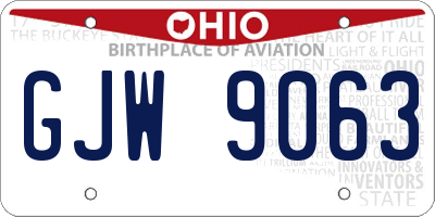 OH license plate GJW9063
