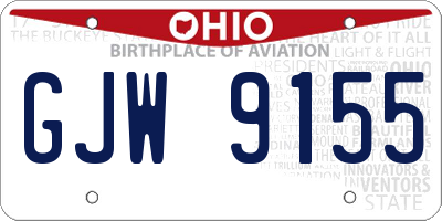 OH license plate GJW9155