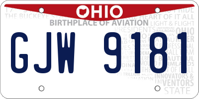 OH license plate GJW9181
