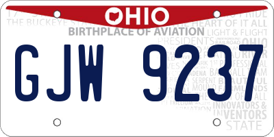 OH license plate GJW9237