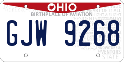 OH license plate GJW9268