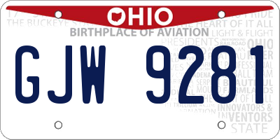 OH license plate GJW9281
