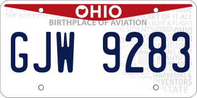 OH license plate GJW9283