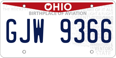 OH license plate GJW9366