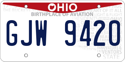 OH license plate GJW9420