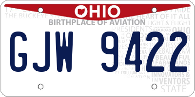 OH license plate GJW9422