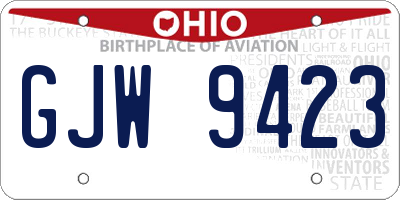 OH license plate GJW9423