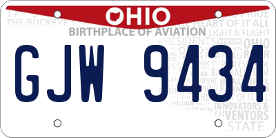 OH license plate GJW9434