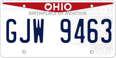 OH license plate GJW9463
