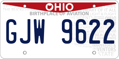 OH license plate GJW9622