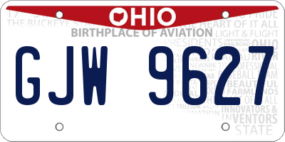 OH license plate GJW9627