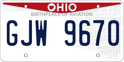 OH license plate GJW9670