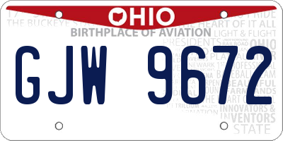 OH license plate GJW9672
