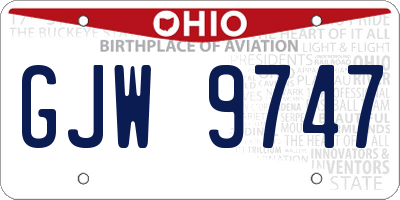 OH license plate GJW9747