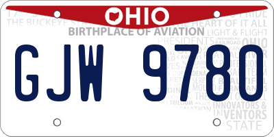 OH license plate GJW9780