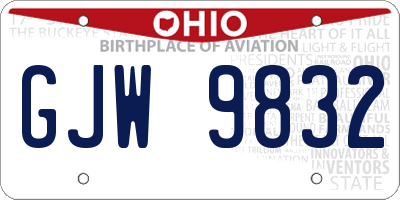 OH license plate GJW9832