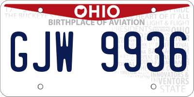 OH license plate GJW9936