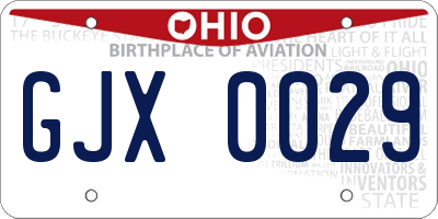 OH license plate GJX0029