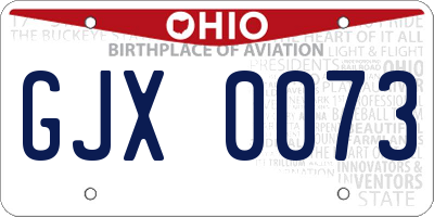 OH license plate GJX0073