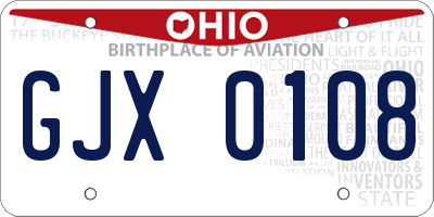 OH license plate GJX0108
