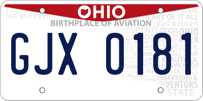 OH license plate GJX0181