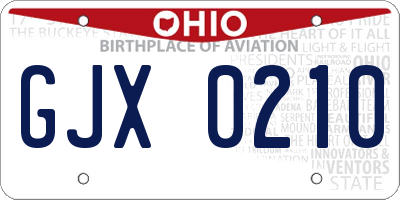 OH license plate GJX0210