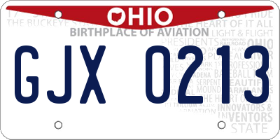 OH license plate GJX0213
