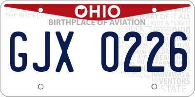 OH license plate GJX0226