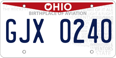 OH license plate GJX0240