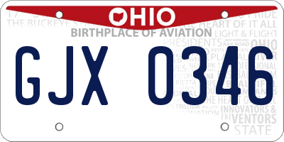 OH license plate GJX0346