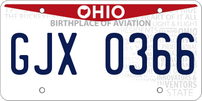 OH license plate GJX0366