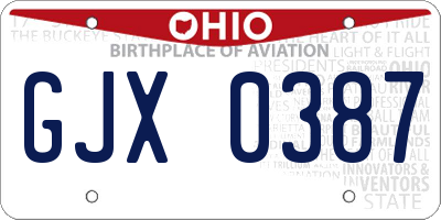 OH license plate GJX0387