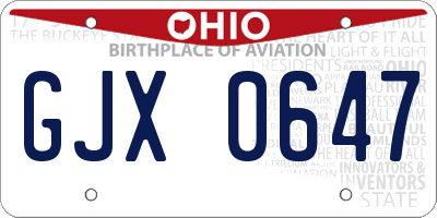 OH license plate GJX0647