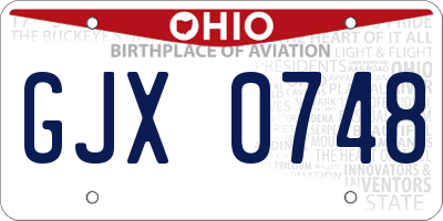 OH license plate GJX0748
