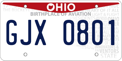OH license plate GJX0801