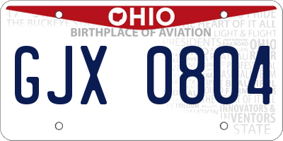 OH license plate GJX0804