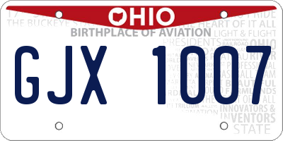 OH license plate GJX1007