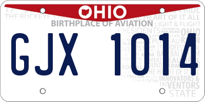 OH license plate GJX1014