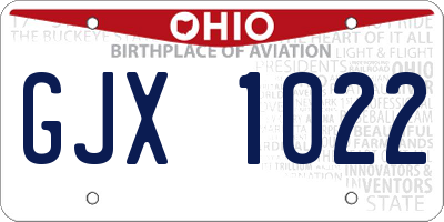 OH license plate GJX1022