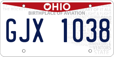OH license plate GJX1038