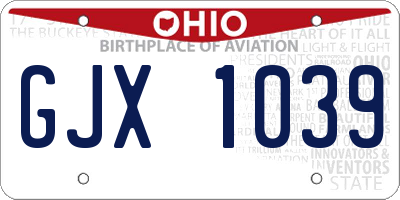 OH license plate GJX1039
