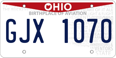 OH license plate GJX1070